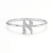 Izakov Fine Jewelry Rings Personalized Hebrew Initial Diamond Ring - 14k White Gold