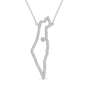 Izakov Fine Jewelry Necklaces White Gold / Small (25mm) Diamond Outline Land of Israel Necklace - 14k Yellow, White or Rose Gold