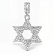 Izakov Fine Jewelry Necklaces White Gold Iced Baguette Diamond Star of David Pendant - 14k Yellow, White or Rose Gold