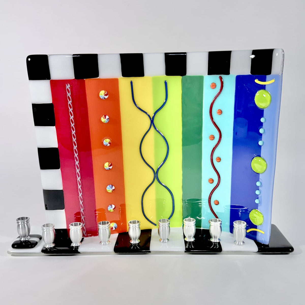 Jacki Cohen Glass Art Designs Menorahs Synergy Menorah by Jacki Cohen