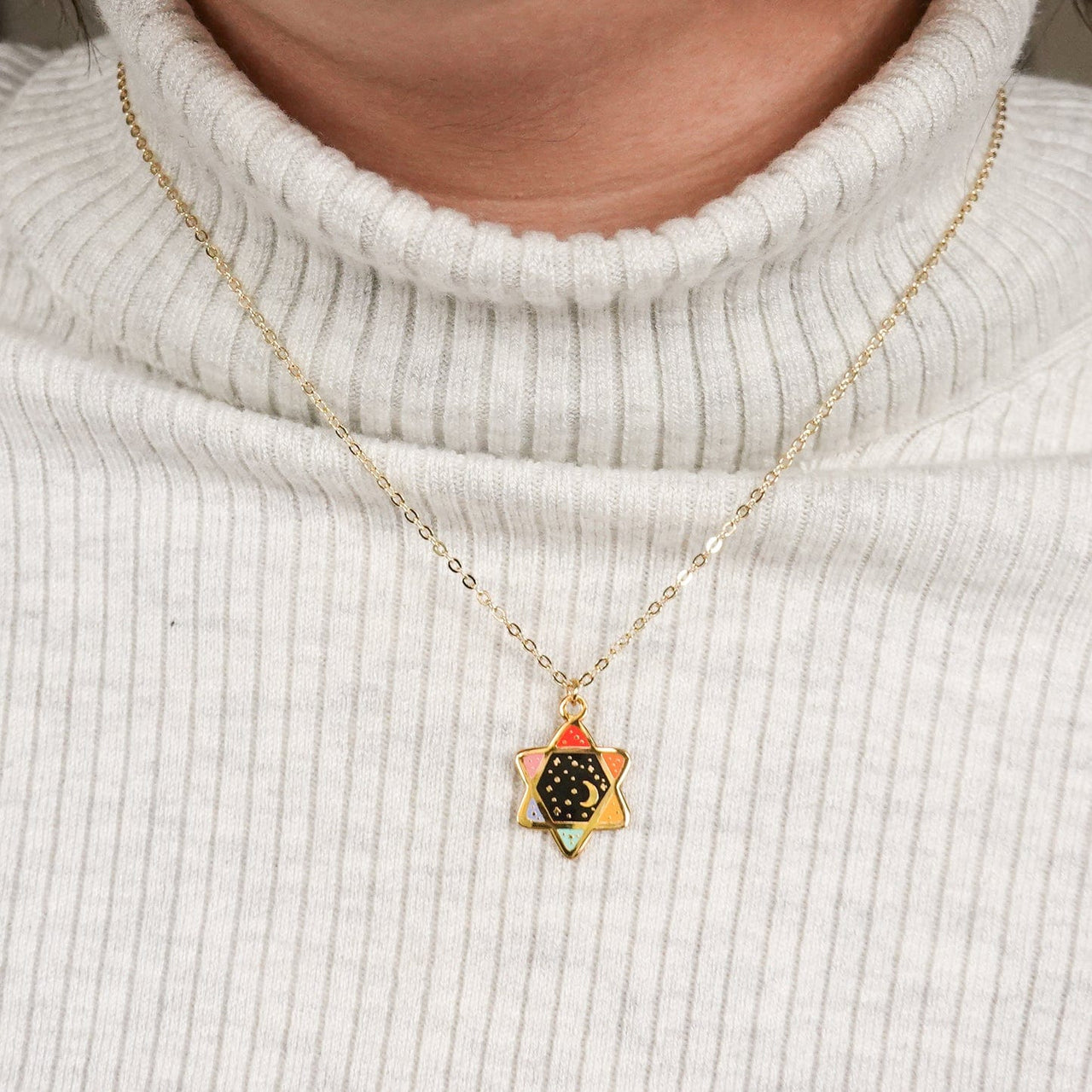 Sarah Day Arts - Rainbow Cosmic Star of David Necklace - Saturated - ModernTribe