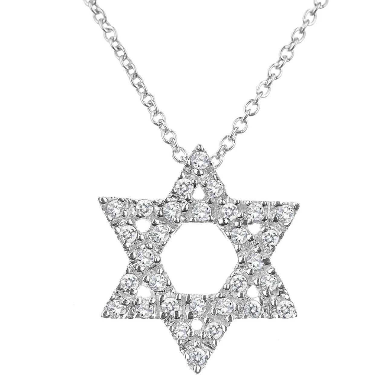 Alef Bet - Sparkling Star of David Diamond Necklace - 14k Yellow, White or Rose Gold - ModernTribe