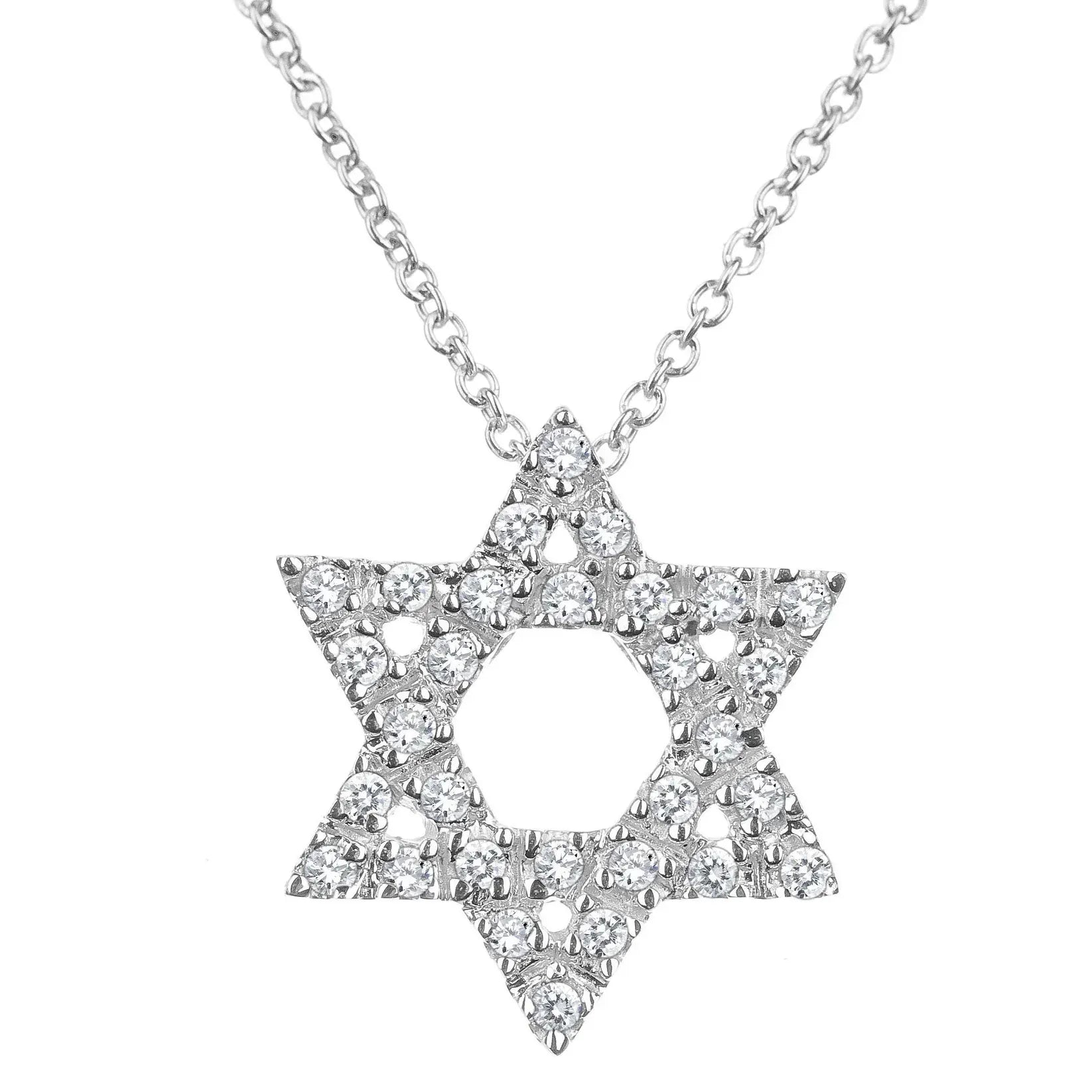 Alef Bet Necklaces Sparkling Star of David Diamond Necklace - 14k Yellow, White or Rose Gold