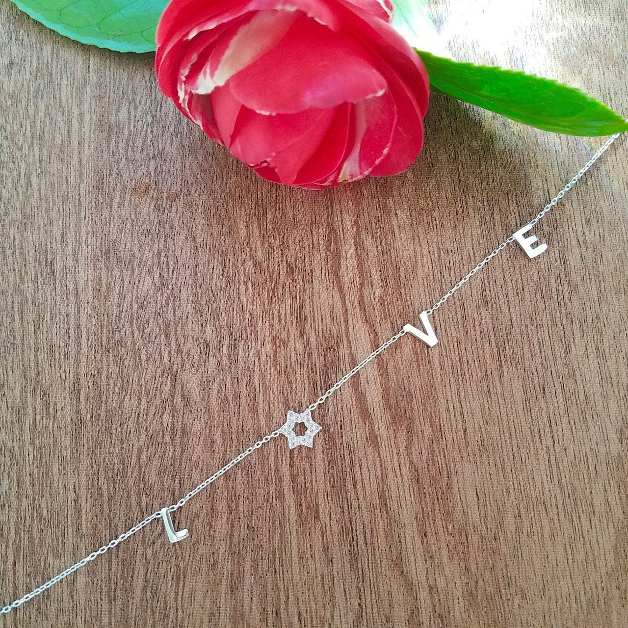 Alef Bet - Love Necklace in 14k Gold with Diamond Star of David - White, Yellow or Rose Gold - ModernTribe