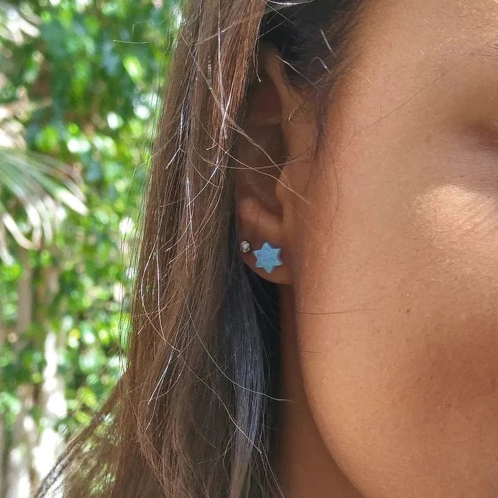 Alef Bet - Opal Star of David Earrings - ModernTribe