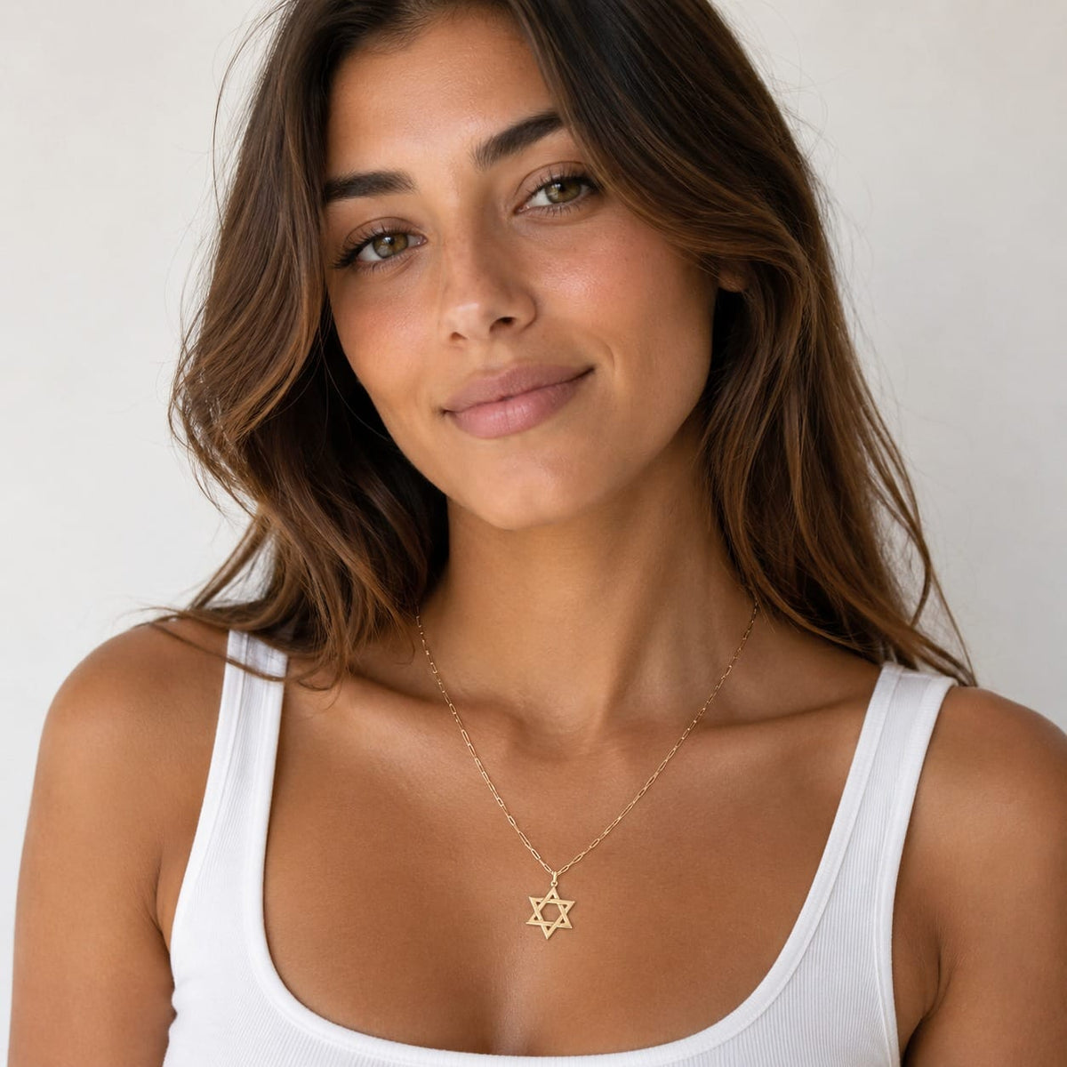 Miriam Merenfeld Jewelry Necklaces Jordan Star of David Paperclip Necklace by Miriam Merenfeld - (Gold-Plated or Sterling Silver)
