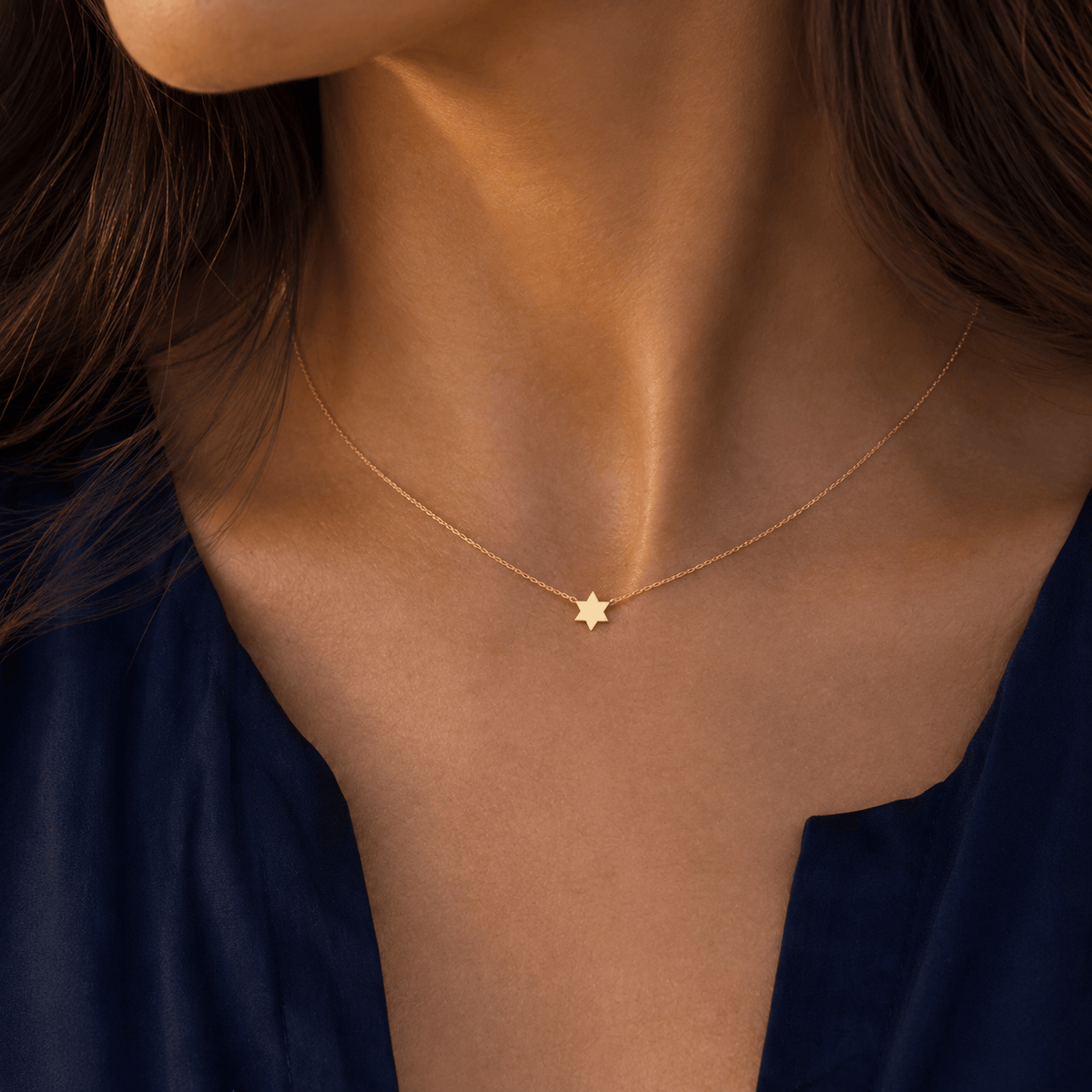 Alef Bet Necklaces 14k Gold Petite Star of David Necklace