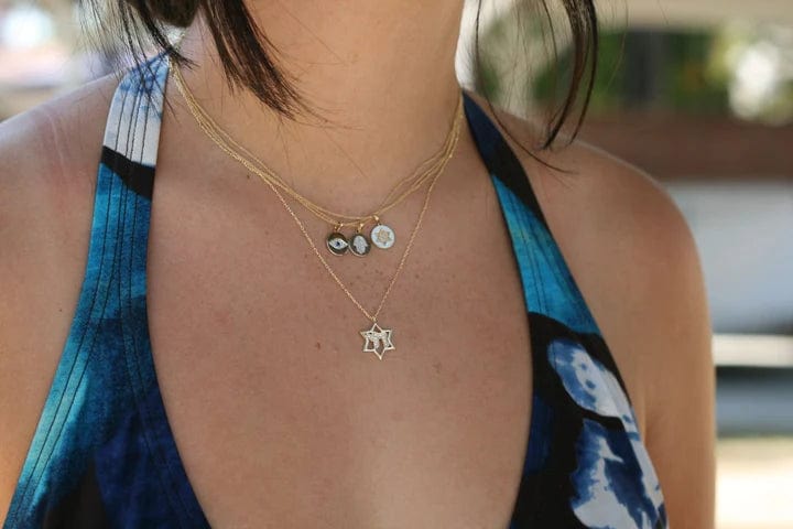 Alef Bet - Round Star of David with Diamonds Necklace - 14k Gold - ModernTribe