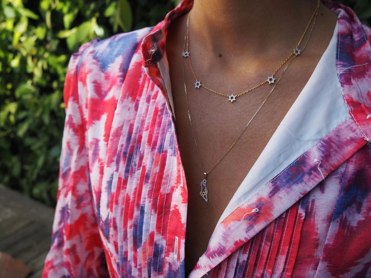 Alef Bet - Diamond Star of David Necklace - 14k Yellow Gold or Sterling Silver - ModernTribe