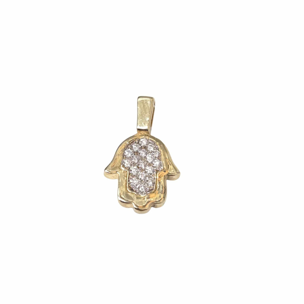 Bareket Jewelry Necklaces Pavé Diamond Hamsa Necklace - 14k Yellow Gold