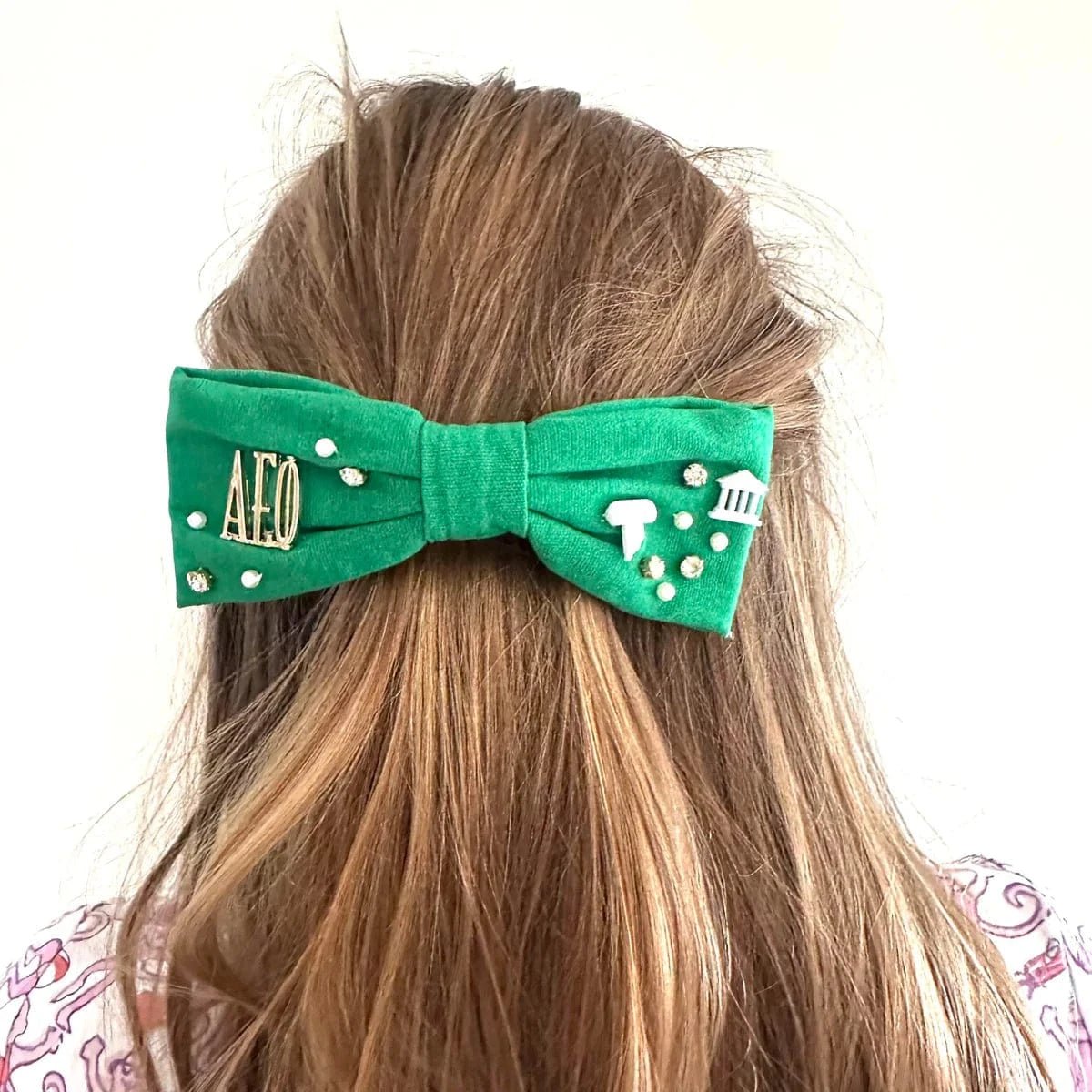 LELE SADOUGHI Sage Eyelet Holly Bow Headband Lele Sadoughi Knotted Twinkle Crystal Headband | Neiman Marcus main image 2