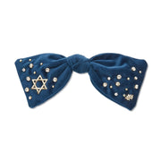 Lele Sadoughi Headbands Navy Paloma Crystal Star  of David Bow Barrette