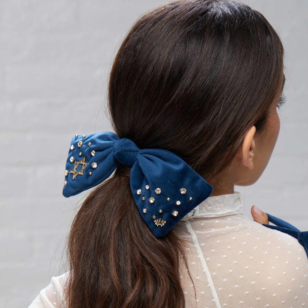 Lele Sadoughi - Navy Paloma Crystal Star of David Bow Barrette by Lele Sadoughi - ModernTribe