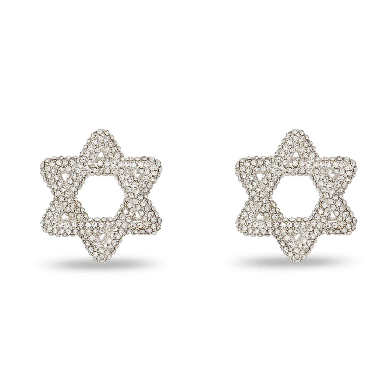 Lele Sadoughi Earrings Silver Pavé Star of David Earrings by Lele Sadoughi
