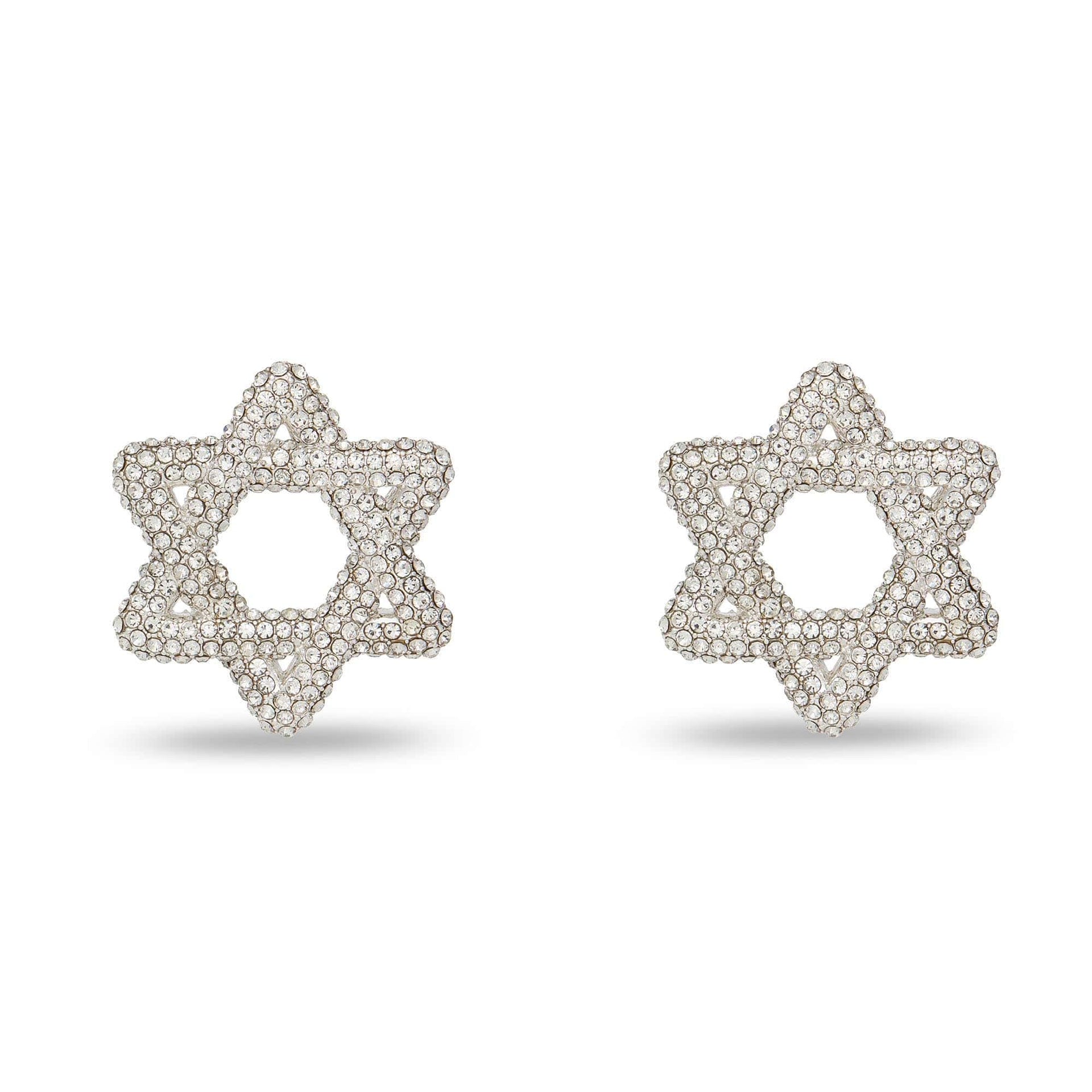Lele Sadoughi Earrings Silver Pavé Star of David Earrings by Lele Sadoughi