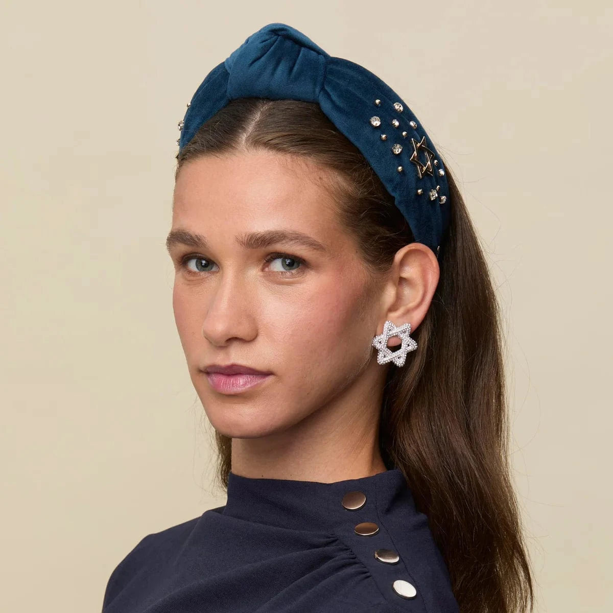 Lele Sadoughi Headbands Silver Pavé Star of David Earrings by Lele Sadoughi
