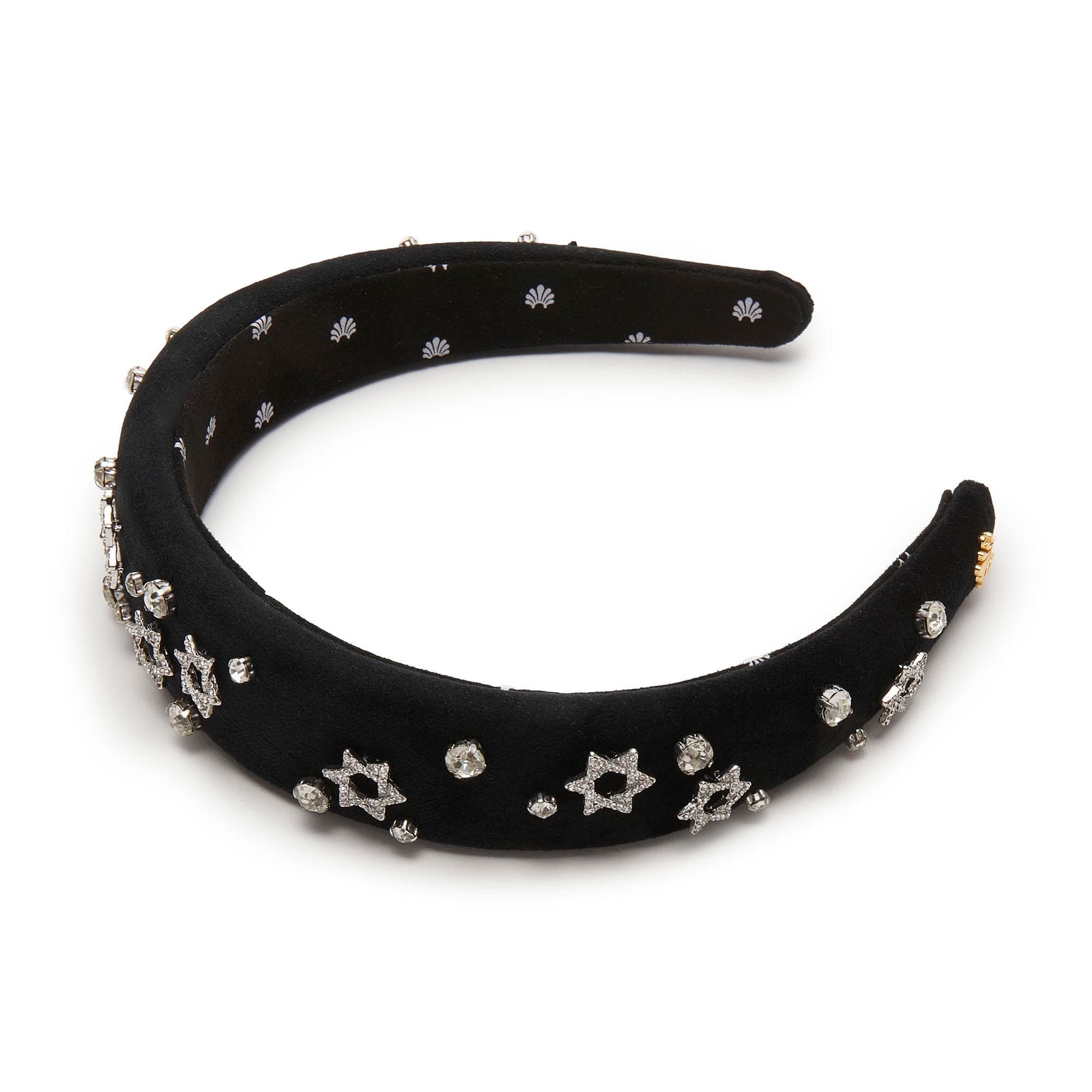 Lele Sadoughi Elegant Black Embellished Headband with stars and hearts Valentine Day Headband for Women Love Heart Headband Jeweled  main image 3