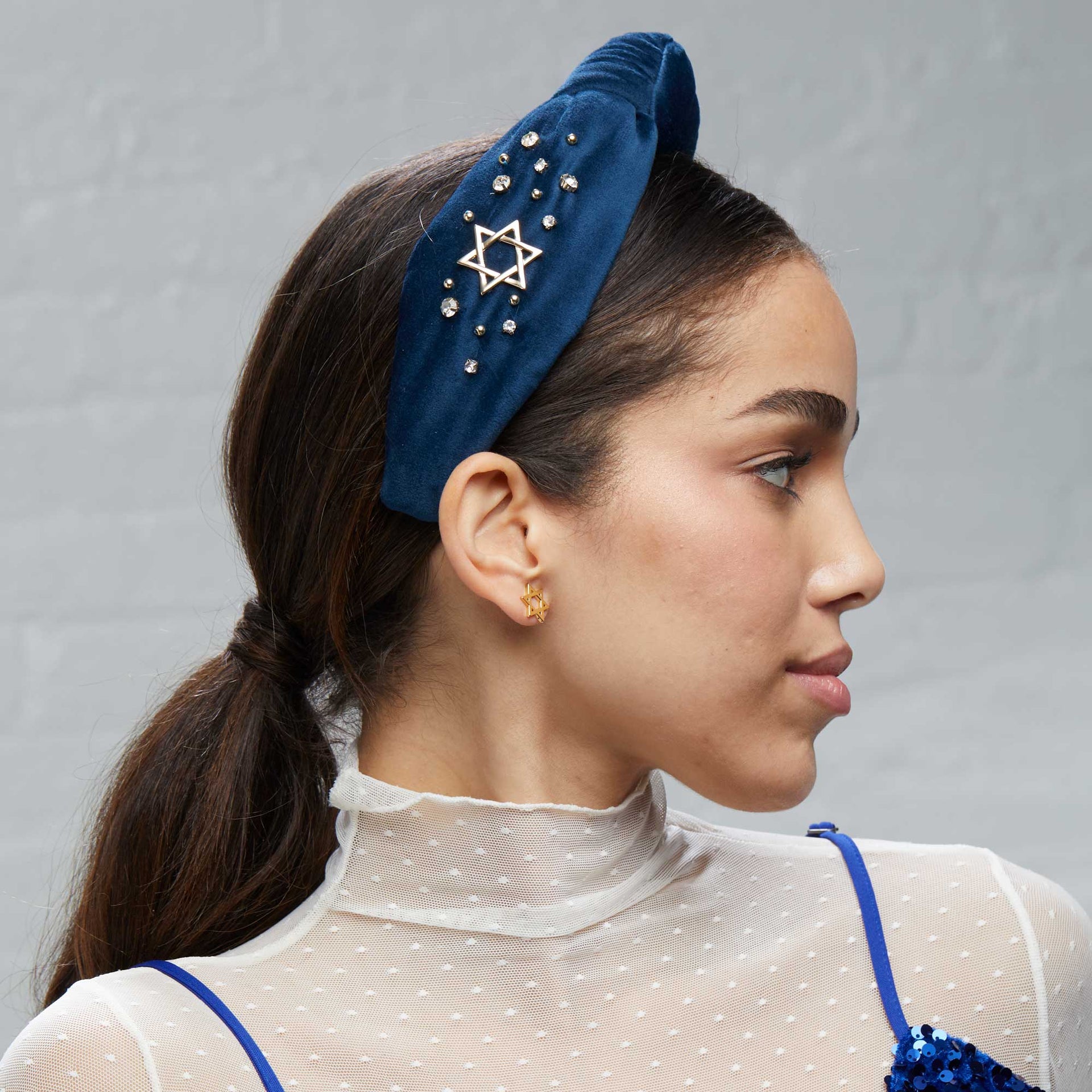 Lele Sadoughi Headbands Crystal Star of David Knotted Headband