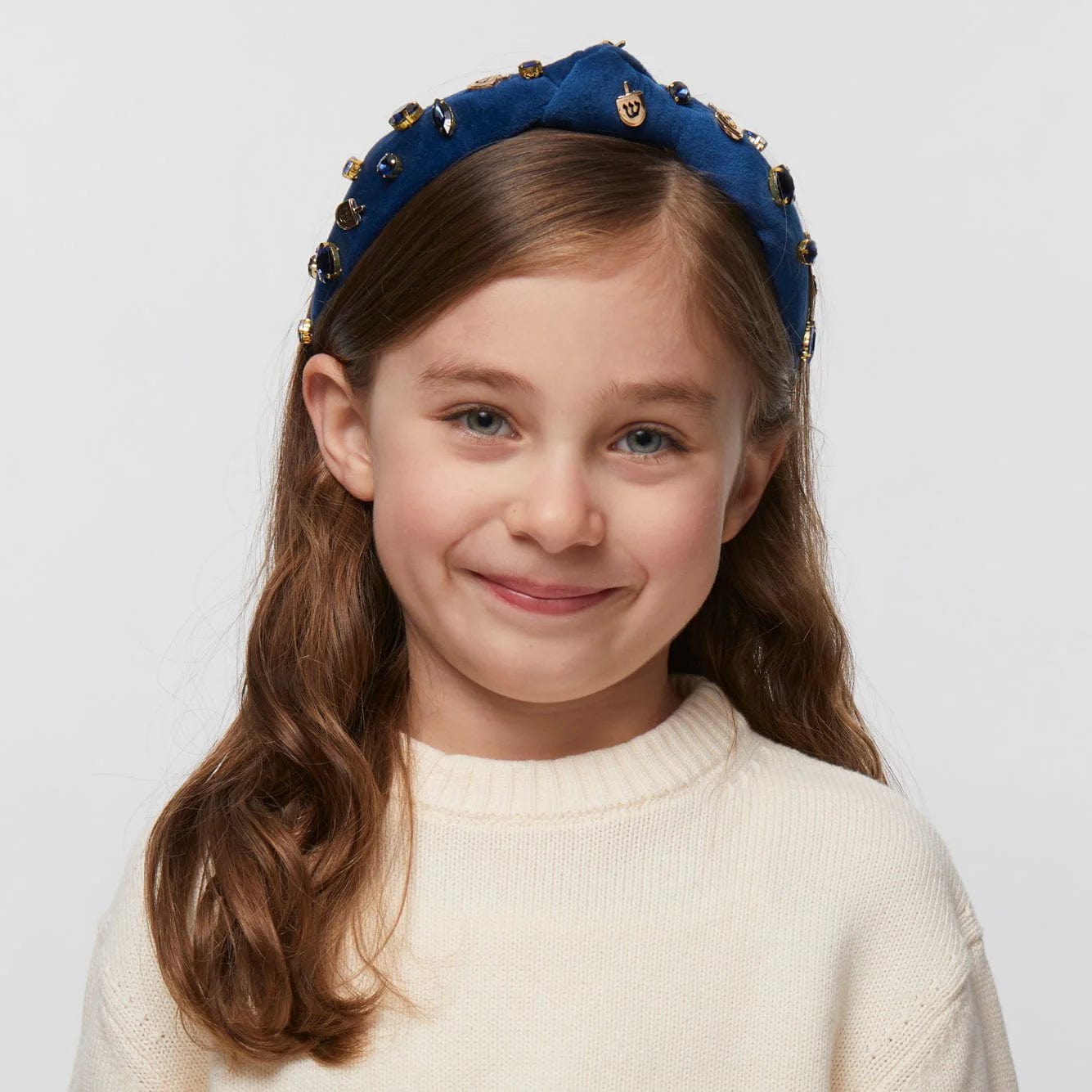 Lele Sadoughi Headbands Indigo Kids Crystal Dreidel Knotted Headband