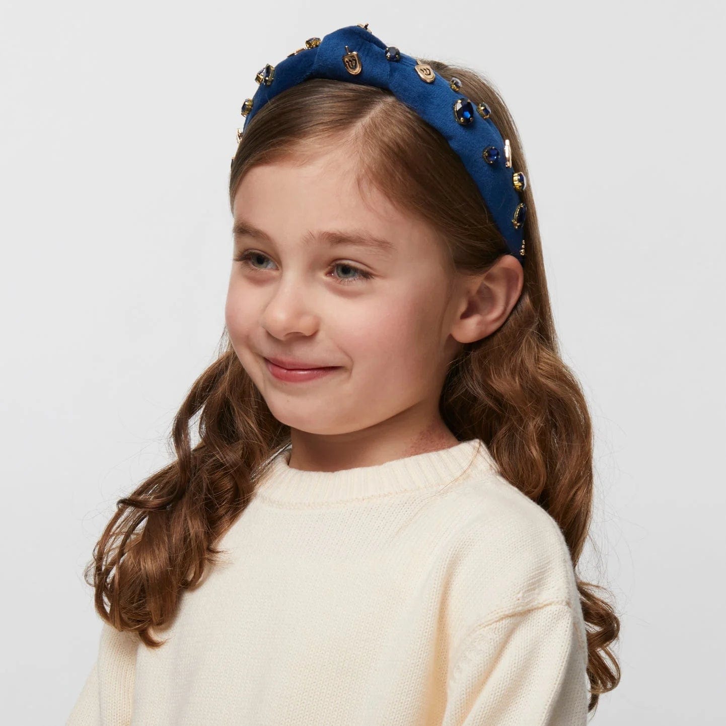 Lele Sadoughi Headbands Indigo Kids Crystal Dreidel Knotted Headband