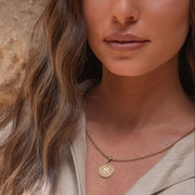 Letters of Light Alef pendant in 14k gold by Sages & Souls, side view