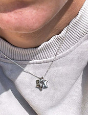 Alef Bet Necklaces 3/4" / 18" Lineal Star of David Necklace - Sterling Silver