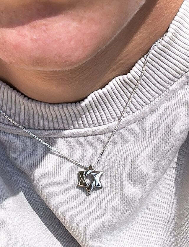 Alef Bet Necklaces 3/4" / 18" Lineal Star of David Necklace - Sterling Silver