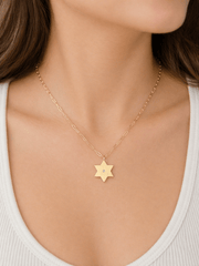 Miriam Merenfeld Jewelry - Liz Star of David with Diamond Paperclip Necklace by Miriam Merenfeld - (Gold - Plated or Sterling Silver) - ModernTribe