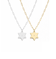 Miriam Merenfeld Jewelry - Liz Star of David with Diamond Paperclip Necklace by Miriam Merenfeld - (Gold - Plated or Sterling Silver) - ModernTribe