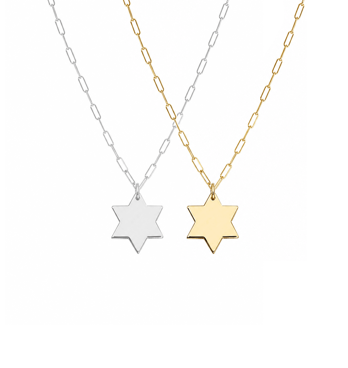 Miriam Merenfeld Jewelry - Liz Star of David with Diamond Paperclip Necklace by Miriam Merenfeld - (Gold - Plated or Sterling Silver) - ModernTribe