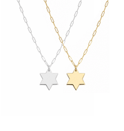Miriam Merenfeld Jewelry - Liz Star of David with Diamond Paperclip Necklace by Miriam Merenfeld - (Gold - Plated or Sterling Silver) - ModernTribe