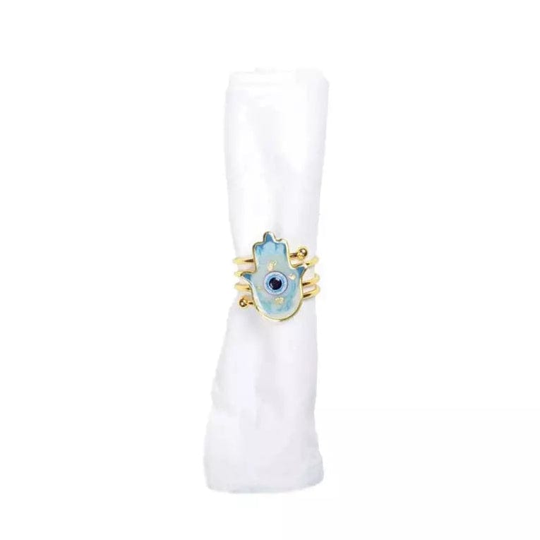 Aulica Napkins Hamsa Evil Eye Napkin Rings – Set of 4