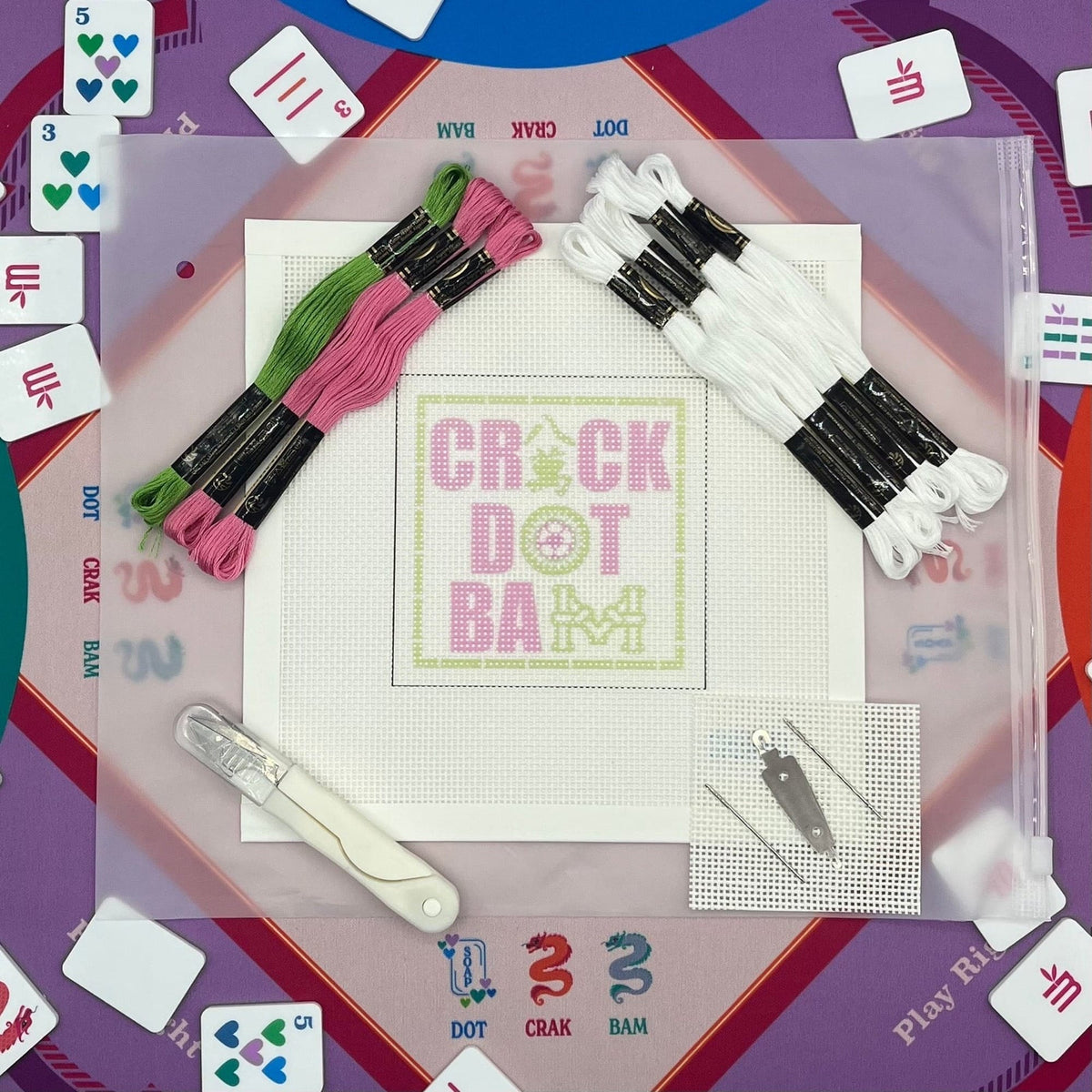 Crack Dot Bam Mah Jongg Needlepoint Kit