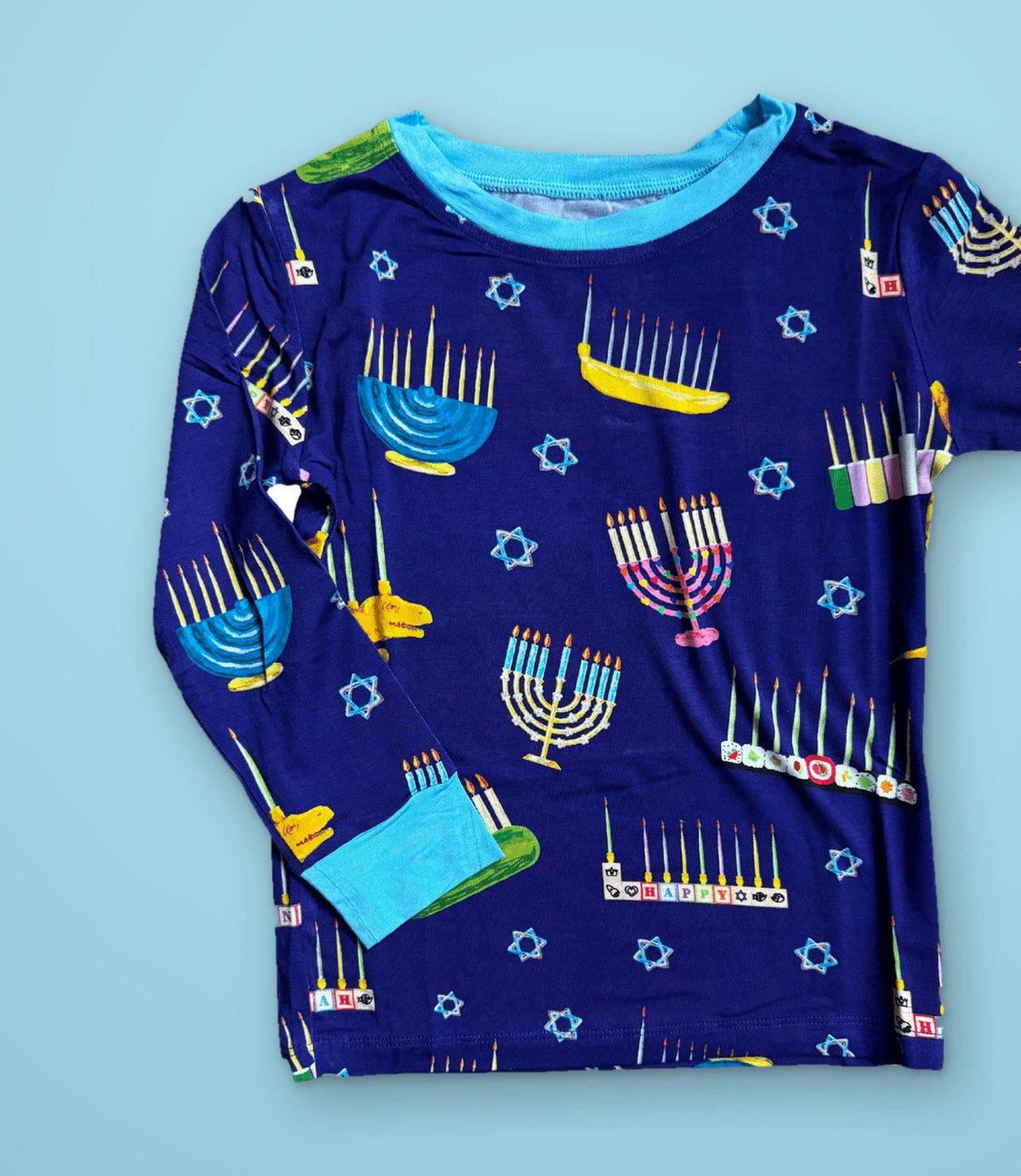 Amy Kritzer Becker Pajamas Hanukkah Many Menorahs Bamboo Pajamas - (Kids Unisex Sizes 2T - 14)