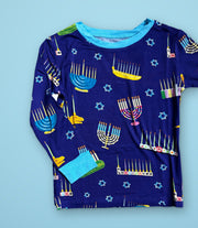 Amy Kritzer Becker Pajamas Hanukkah Many Menorahs Bamboo Pajamas - (Kids Unisex Sizes 2T - 14)