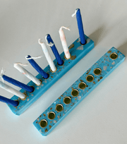 Makers of Israel - Seashell Terrazzo Menorah - Medium Blue - ModernTribe