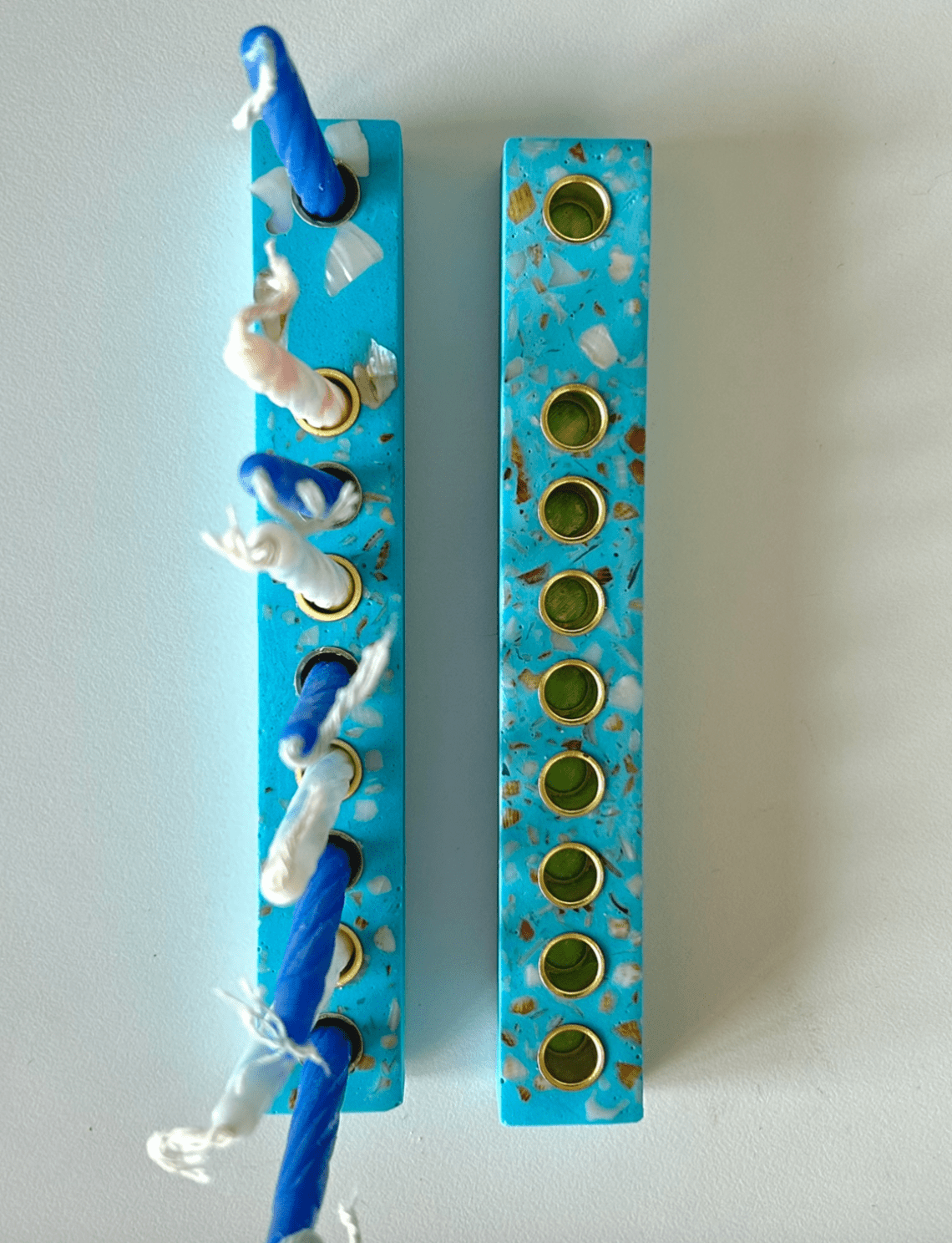 Makers of Israel - Seashell Terrazzo Menorah - Medium Blue - ModernTribe