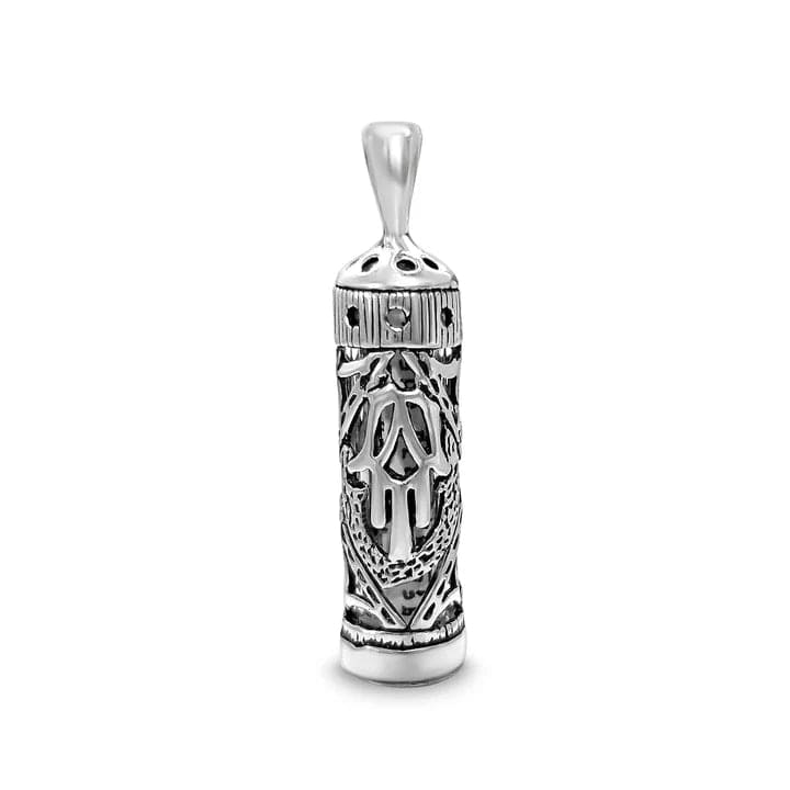 Alef Bet Necklaces Silver Hamsa Mezuzah Necklace