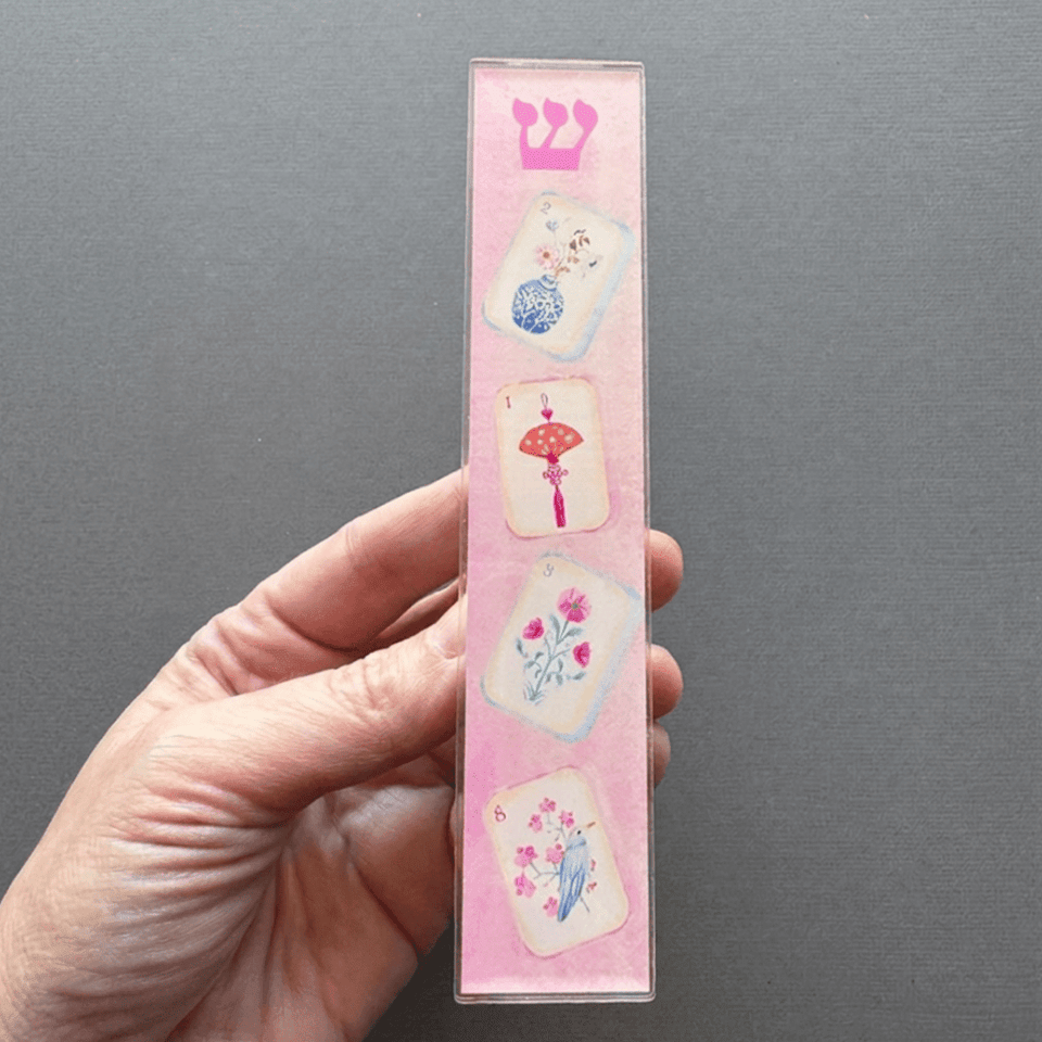 Lea Joelle Handmade - Acrylic Mahjong Mezuzah - Pink - ModernTribe