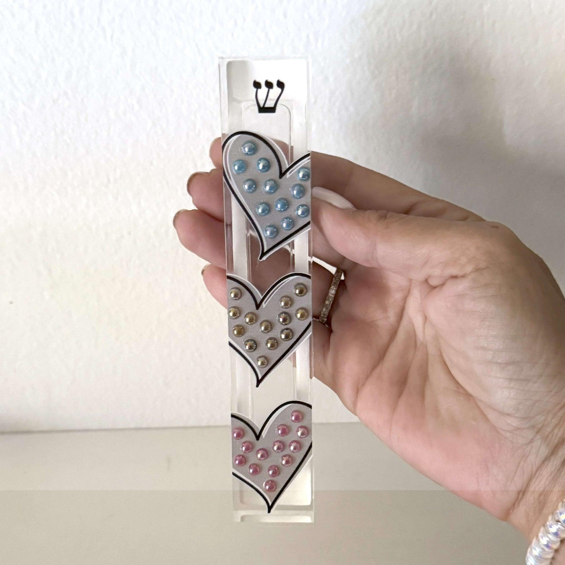 Florida-Funshine Mezuzahs Hearts Embellished Mezuzah