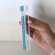 Florida-Funshine Mezuzahs Blue Pearl Stripe Embellished Mezuzah