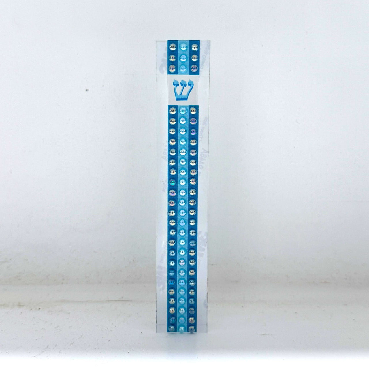 Florida-Funshine Mezuzahs Blue Pearl Stripe Embellished Mezuzah