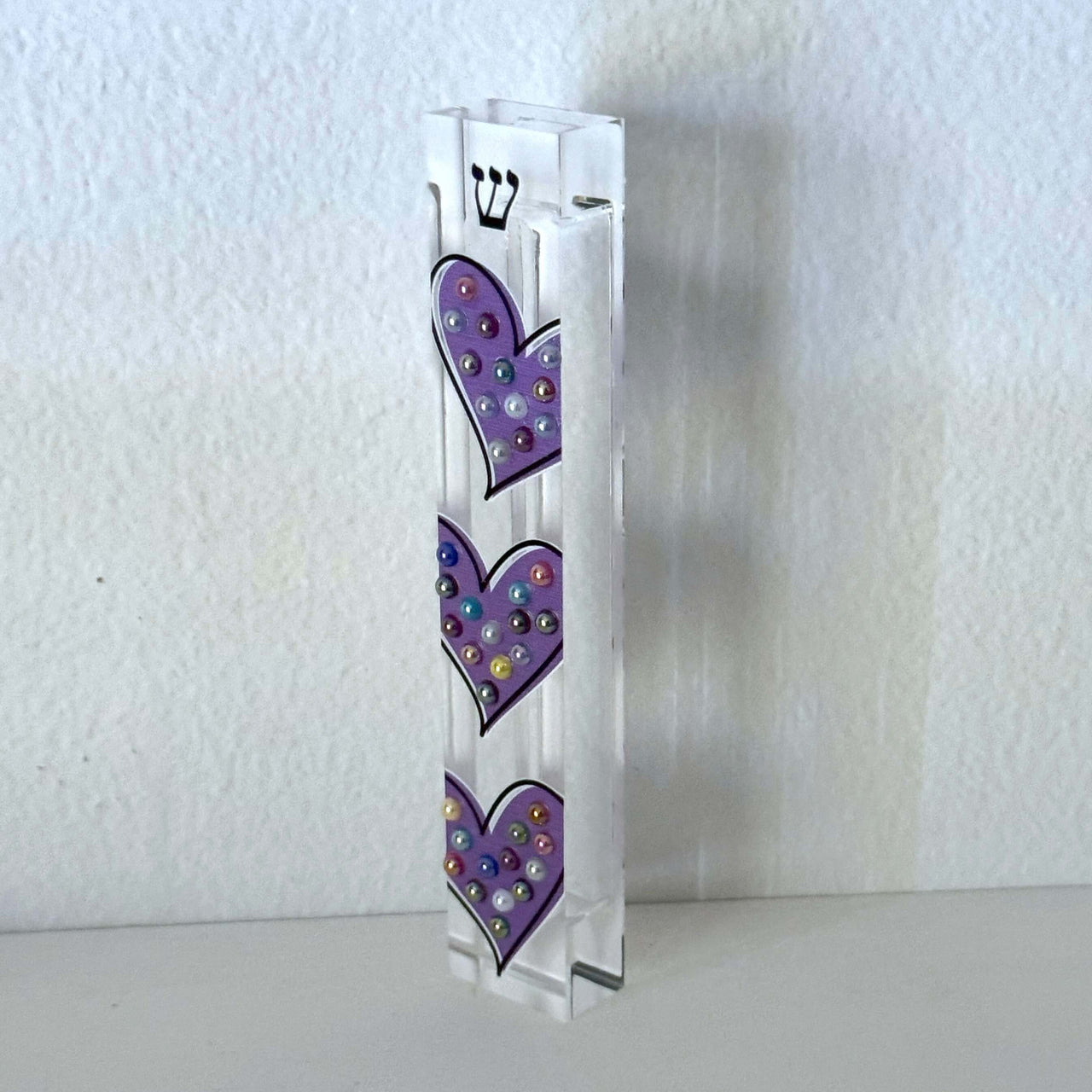 Florida-Funshine Mezuzahs Purple Hearts Embellished Mezuzah