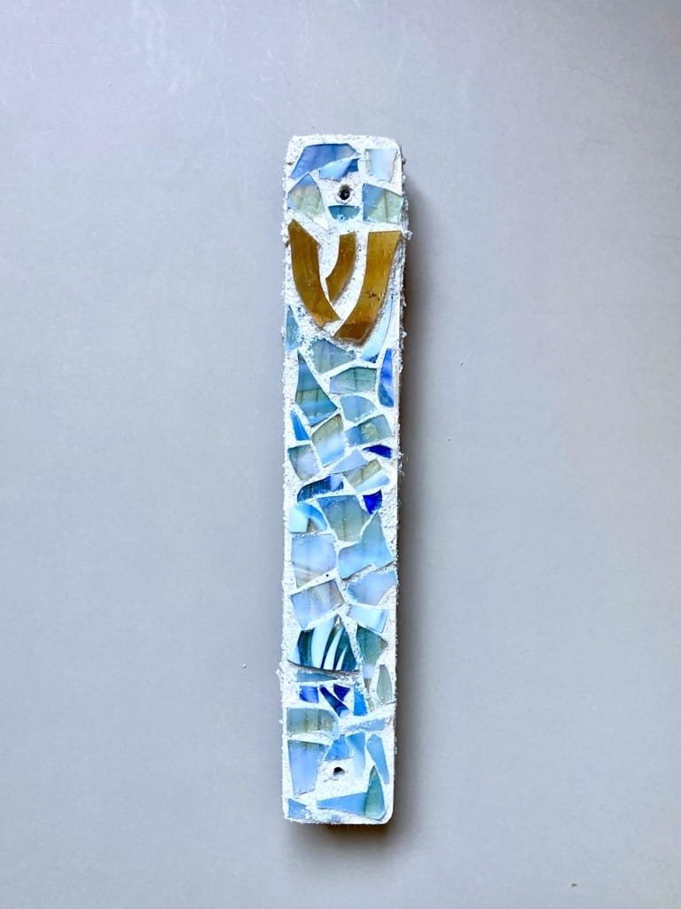 Smash Glass Mosaic Mezuzah Case by HamsaMade