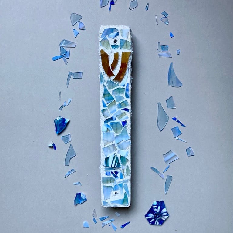 Smash Glass Mosaic Mezuzah Case by HamsaMade