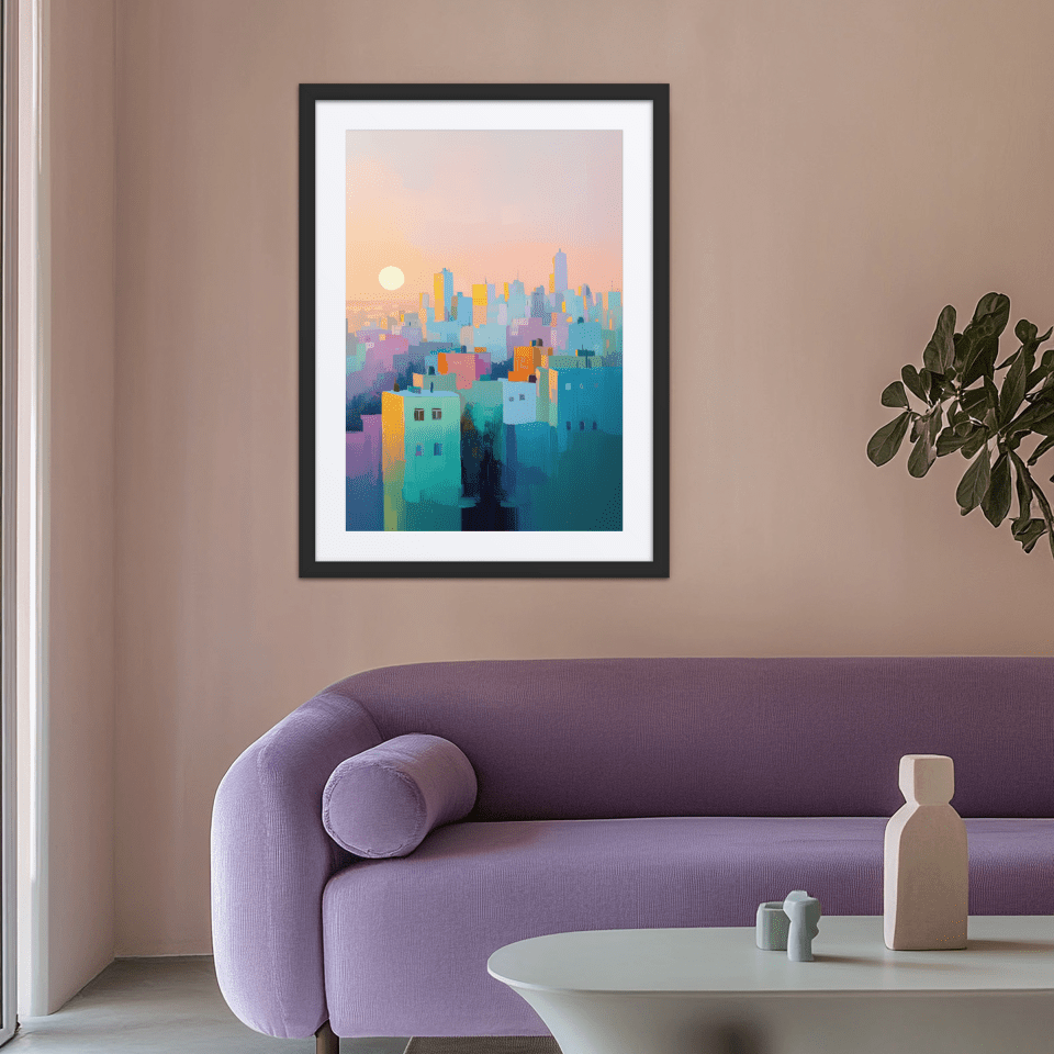 Beraishis - Pastel Tel Aviv Framed Print by Beraishis - ModernTribe