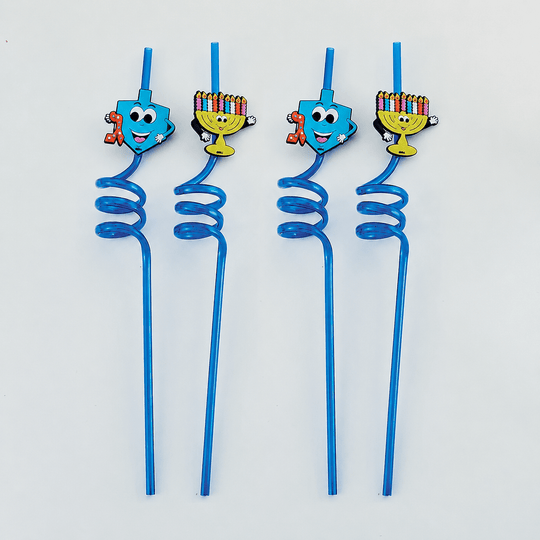 Hanukkah Fun Reusable Straws - Set of 4