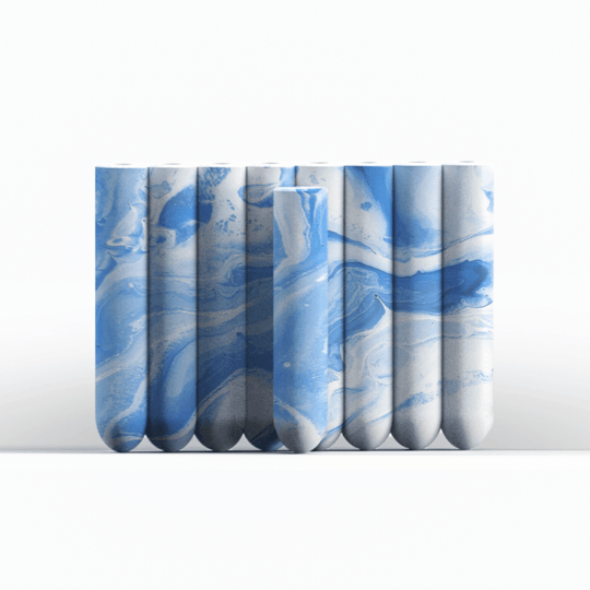 Hand-Poured Concrete Flute Menorah - Blue Marbled