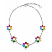 MORDEKAI Necklaces Sterling Silver Rainbow Gem Motif Star of David 5 Station Necklace by MORDEKAI - Gold Vermeil or Sterling Silver