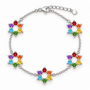 Rainbow Heart Star of David 5-Motif Bracelet